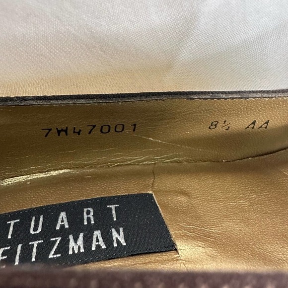 STUART WEITZMAN brown fabric/satin leather classic heel pumps shoe size 8.5 AA - Picture 13 of 13